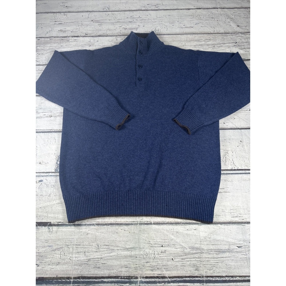 Doriani Sweater Mens  Blue 1/4 Button Cashmere Knit Italy Luxury M/L*flawed*